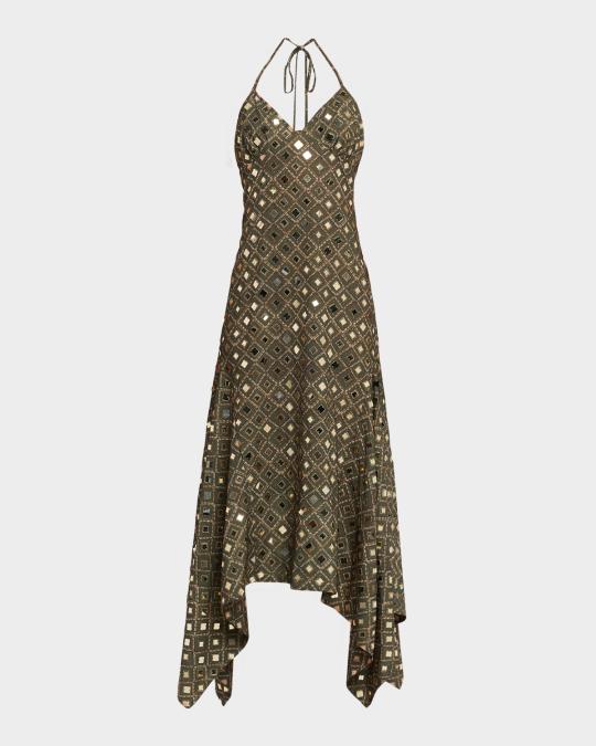 misa　〜12/10 MISA Los Angeles Mattias Mirror Tile Midi Dress | Neiman Marcus