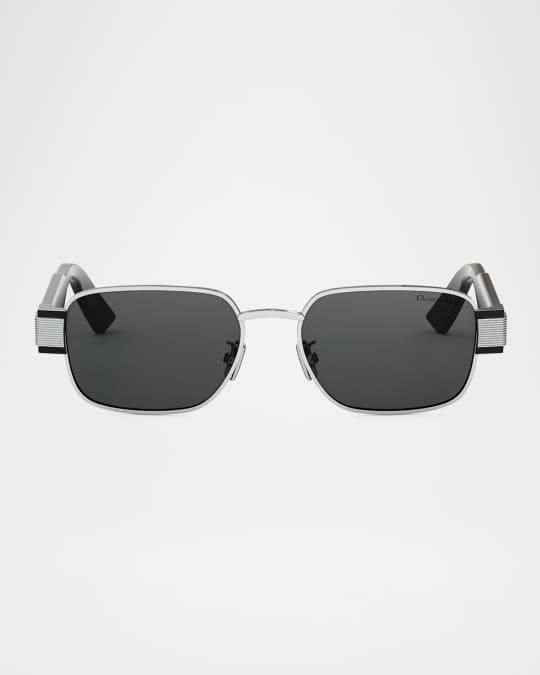 DIOR Men's Christian Dior Label Rectangle Metal Sunglasses