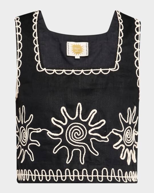 Rails Akira Sun Embroidered Linen Top | Neiman Marcus