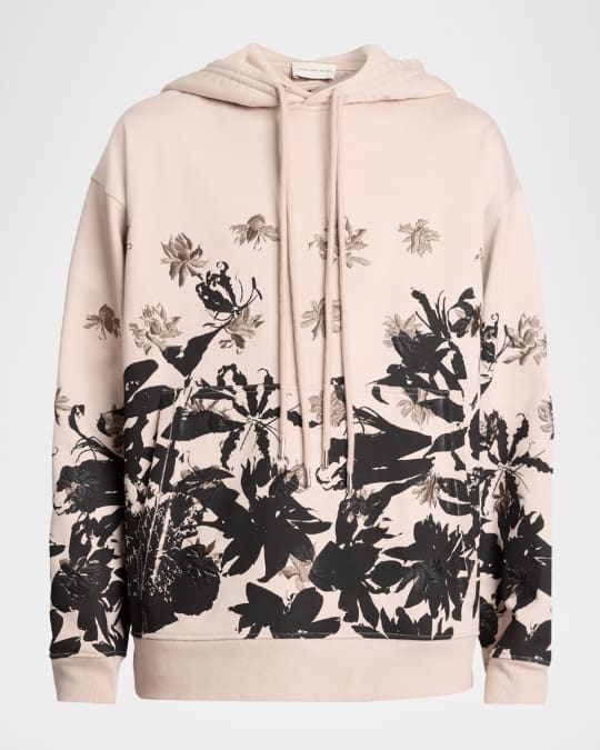 Dries Van Noten Men's Haxel Cotton Floral Hoodie with Embroidery