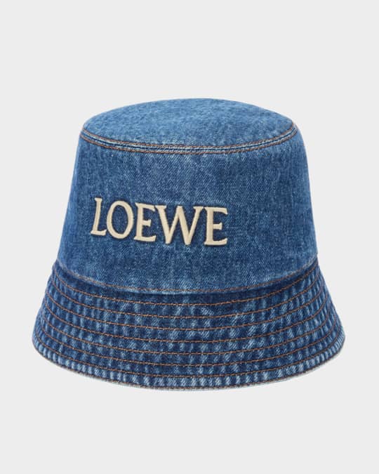 Loewe Logo Denim Bucket Hat Neiman Marcus