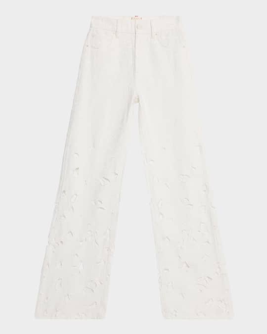 Alice + Olivia Weezy High-Rise Embroidered Eyelet Jeans
