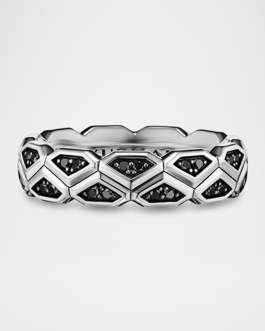 David Yurman Men's Hex Band Ring in Silver with Black Diamonds, 6mm ...