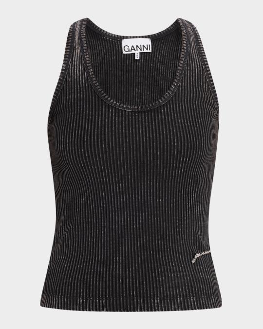 Ganni Heavy Rib Jersey Tank Top | Neiman Marcus