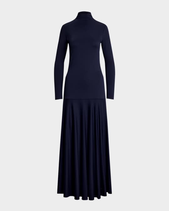 Polo Ralph Lauren Ponte Turtleneck Maxi Dress | Neiman Marcus