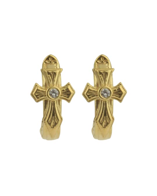 Konstantino 18k Yellow Gold Diamond Cross Earrings Neiman Marcus