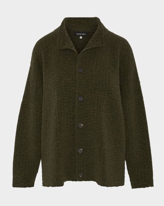 Eskandar 3/4 Width High-Neck Cardigan (Mid Length) | Neiman