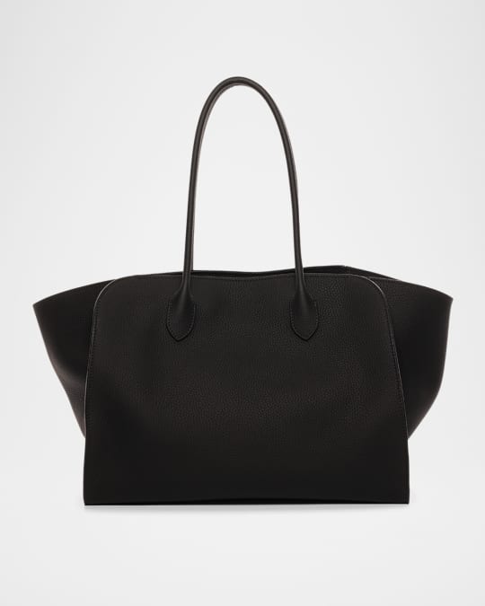 THE ROW ☆Marlo Sac Cabas en Cuir Grain Leather The Row Marlo Tote Bag Black Calfskin Leather Silver Hardware