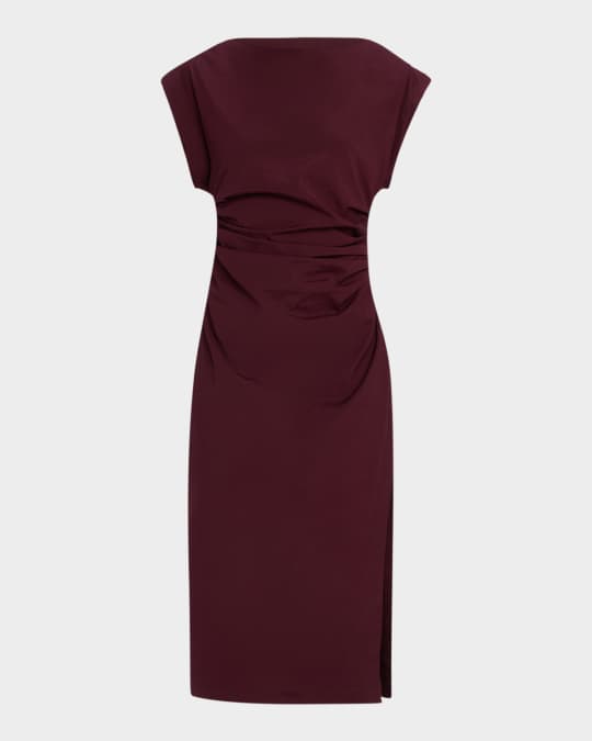 turtleneck sweater bodycon dress Bogota Taupe Short Sleeve Midi Dress