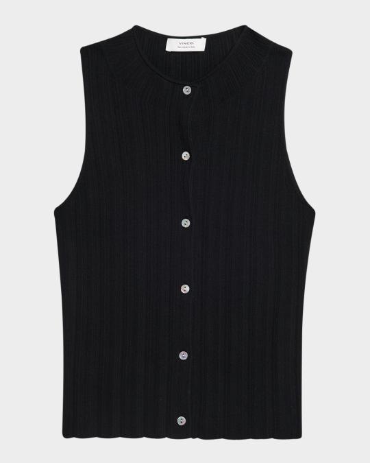 Vince Button-Front Shell Sweater | Neiman Marcus