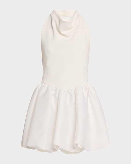 Self-Portrait Crepe Bubble-Hem Halter Mini Dress | Neiman Marcus