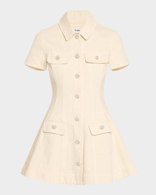 Self-Portrait Structured Denim Mini Dress | Neiman Marcus