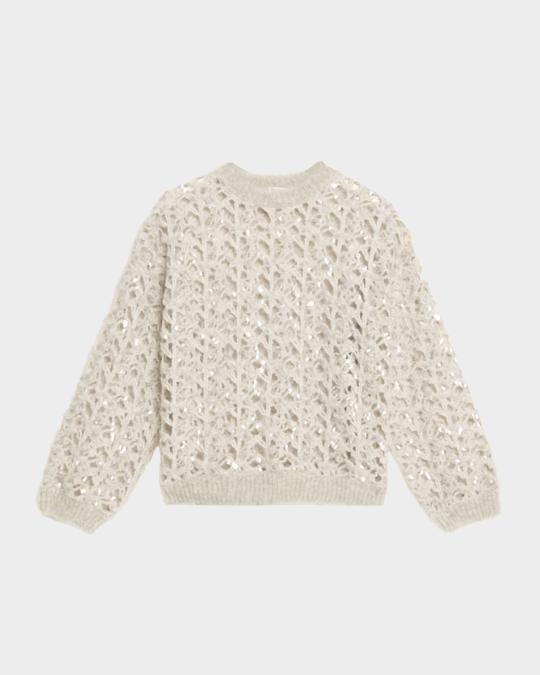 BRUNELLO CUCINELLI スパンコール ニット Brunello Cucinelli Sequined Mohair-Wool Open-Knit Crewneck Sweater