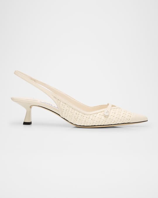 Escarpins Slingback Nickels Raman Motif Or, Talons Hauts, Neufs Avec étiquette