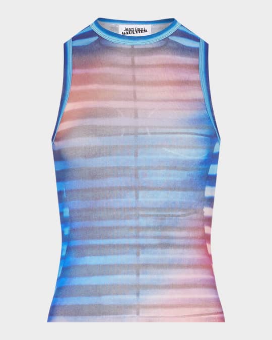 Jean Paul Gaultier Air Print Mesh Tank Top | Neiman Marcus