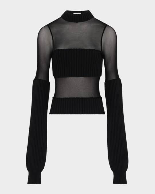 Jean Paul Gaultier Mesh Cutout Ribbed Long Sleeve Sweater | Neiman