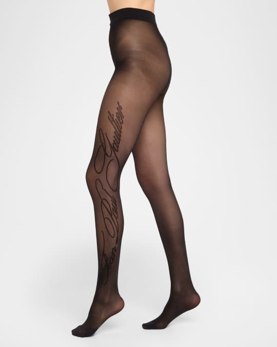 Jean Paul Gaultier Logo Signature Sheer Tights | Neiman Marcus