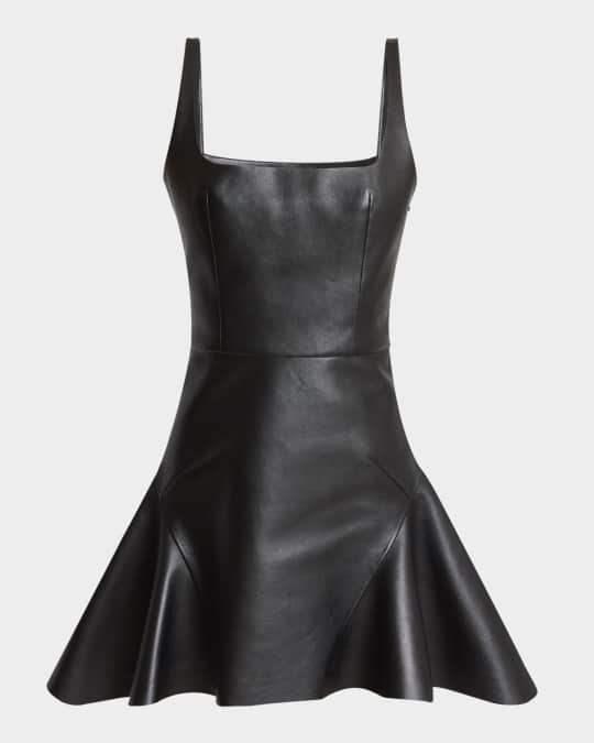 Givenchy Square-Neck Leather Fit-&-Flare Mini Dress | Neiman Marcus