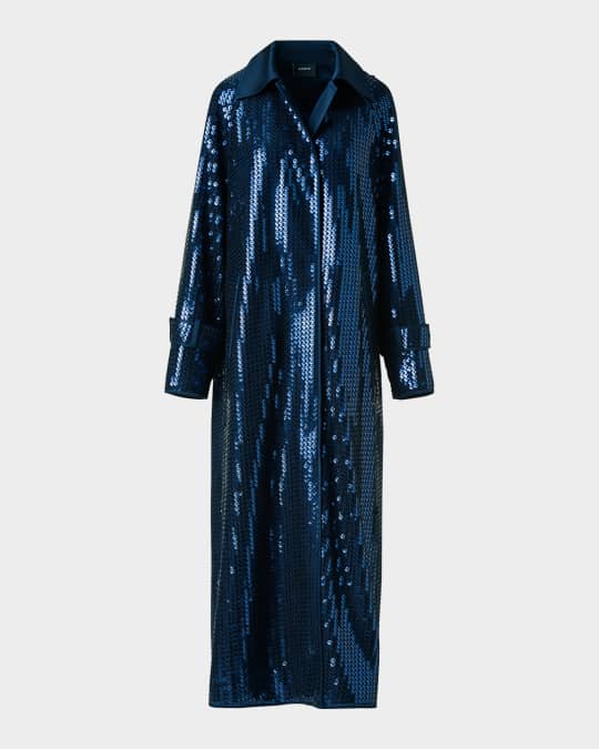 Akris Estelle Sequined Chiffon Maxi Coat | Neiman Marcus