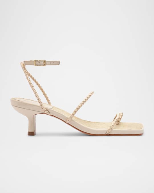 Kaya Braided Leather Mid-Heel Sandals