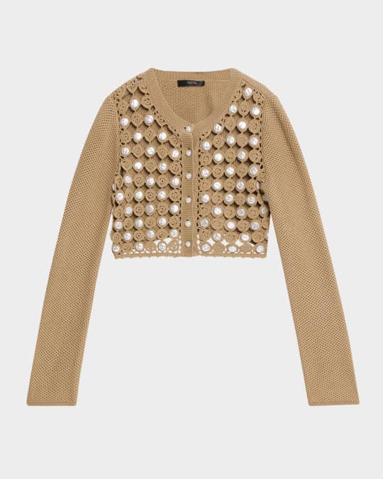 トップス NOAH NYC Buttou-up Cardigan 23SS BROWN L Toccin Noah Open-Knit Cropped Cardigan | Neiman Marcus