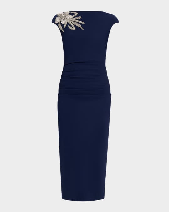 blue embellished midi dress Juliet Slinky Maxi Dress With Scarf - Pale Blue main image 1