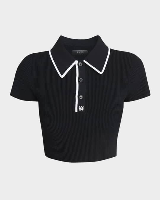 Amiri Logo Embroidered Cropped Polo | Neiman Marcus