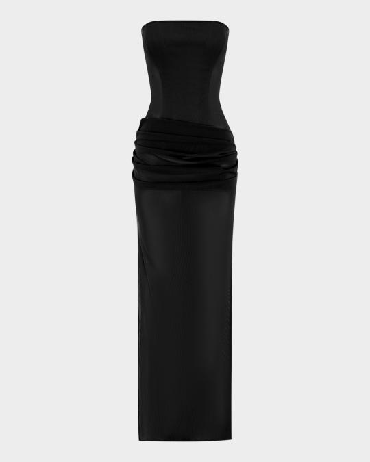 alex perry black strapless dress Longline Gown in Duchess Satin  Dry clean only. Buy Alex Perry Stretch-mesh Strapless
