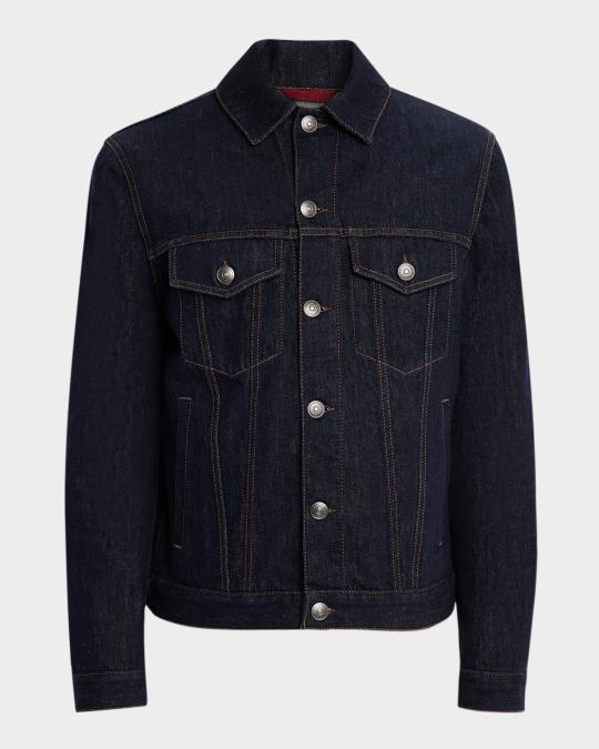 Brunello Cucinelli デニムジャケット Brunello Cucinelli Men's Italian Selvedge Denim Jacket | Neiman Marcus