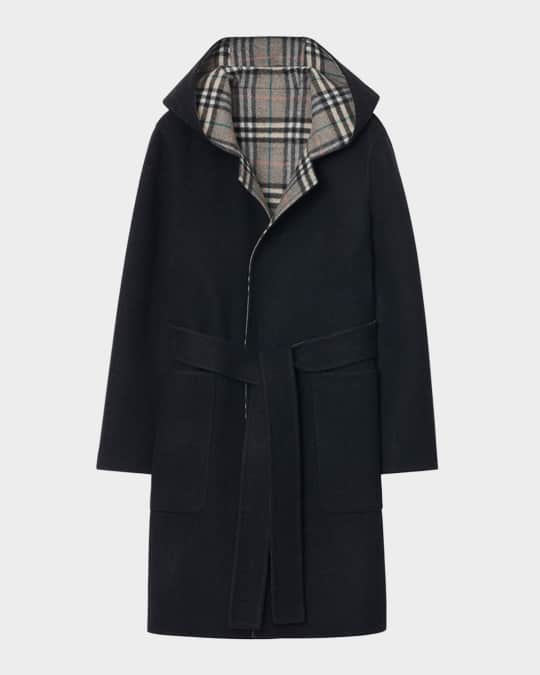 Burberry Hampshire Hooded Wool Wrap Coat | Neiman Marcus