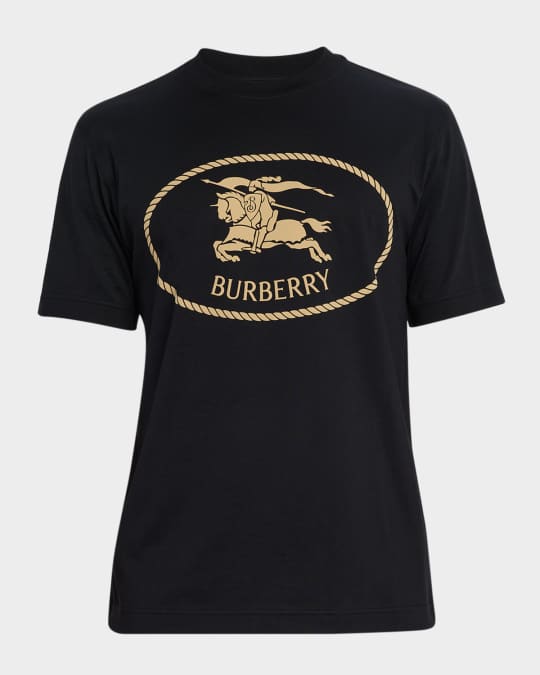 BURBERRY 騎士グラフィック Tシャツ ブラック Burberry Men's Cotton Knight Stamp Graphic T-Shirt | Neiman Marcus
