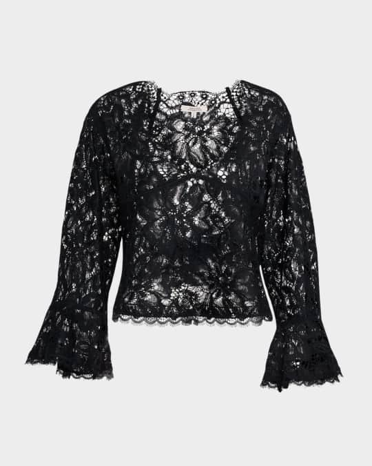 DOROTHEE SCHUMACHER Lacy Dream Cropped Flare-Sleeve Blouse