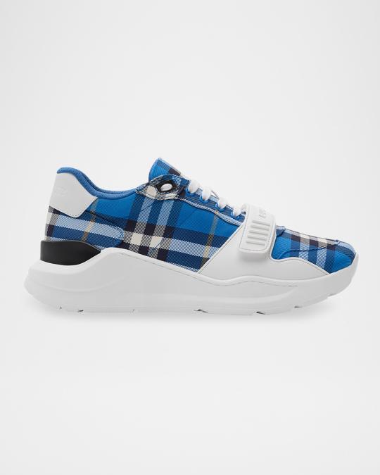 Burberry Mens Low Top Blue and White Sneakers Burberry Men main image 4
