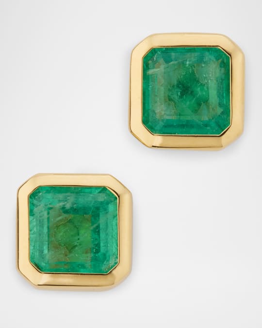 Limited Edition 18K Yellow Gold Emerald Stud Earrings
