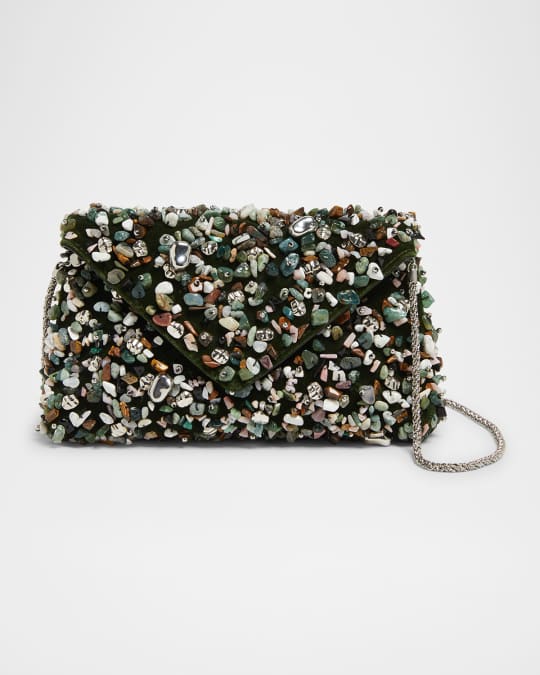 Dries Van Noten Stone-Embellished Envelope Clutch Bag | Neiman Marcus