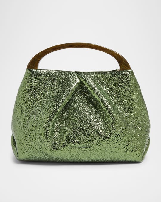 DRIES VAN NOTEN バッグ オリーブグリーン Dries Van Noten Crinkled Metallic Leather Mini Crossbody Bag