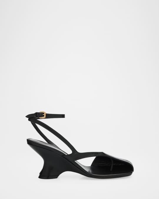 Dries Van Noten Asymmetrical Leather Wedge Sandals | Neiman Marcus