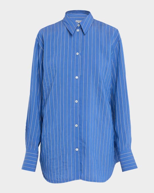 Toteme Summer Striped Cotton Button-Down Shirt | Neiman Marcus