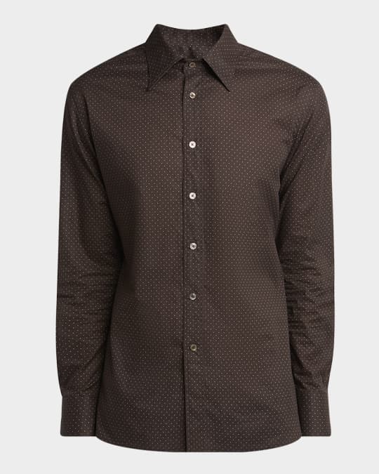 TOM FORD Men's Cotton Polka Dot Modern-Fit Dress Shirt | Neiman Marcus