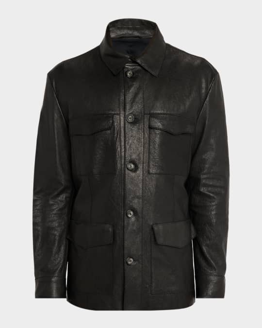 Giorgio Armani Men's Nappa Leather Safari Jacket | Neiman Marcus