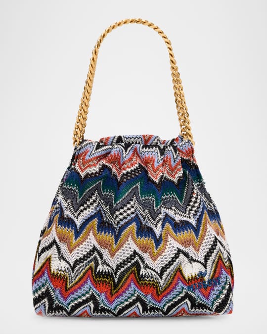 Missoni Drawstring Zigzag Knit Pouch Bag | Neiman Marcus
