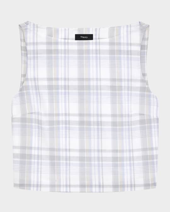 Plaid Bateau-Neck Top