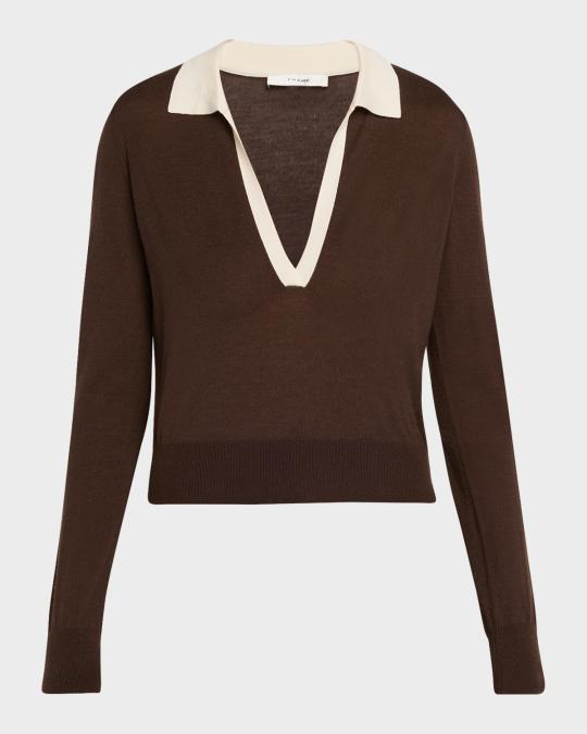 FRAME The Two-Tone Polo Sweater | Neiman Marcus