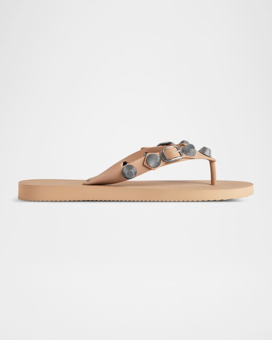Balenciaga Cagole Studded Flip Flop Sandals | Neiman Marcus