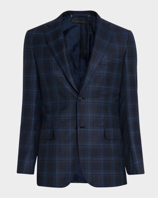 Brioni Men's Plaid Single-Breasted Blazer Jacket | Neiman Marcus