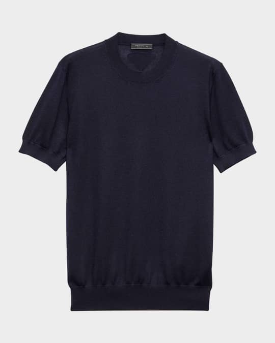 Prada Men's Cashmere and Silk Knit Short-Sleeve Sweater | Neiman