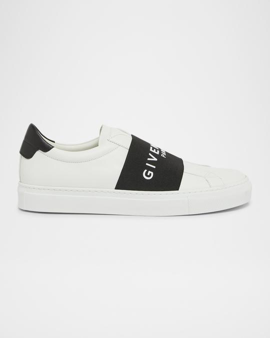 Givenchy White Leather Slip-On Sneakers with Black Logo Band Kids main image 4