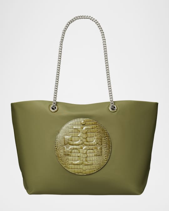 Tory Burch Ella Chain Croc Zip Tote Bag | Neiman Marcus