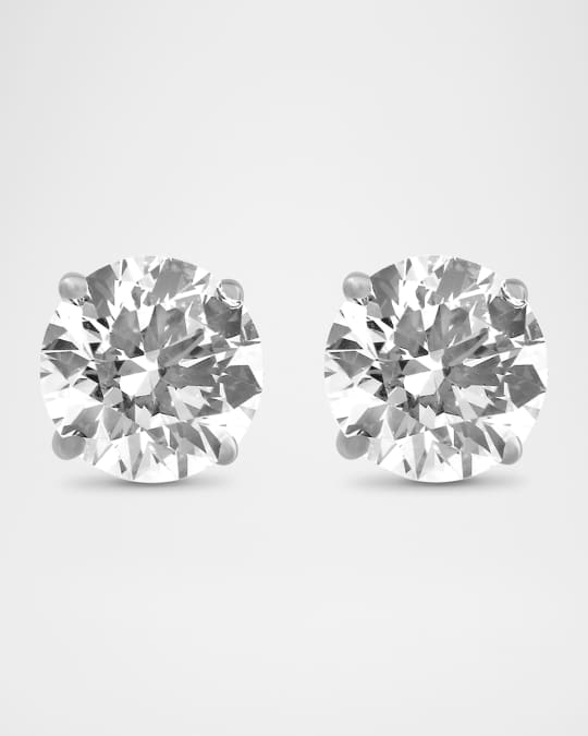 Lab Grown Diamond 18K White Gold Round Stud Earrings, 1.0tcw