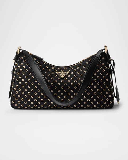 ショルダーバッグ・ポシェット PRADA PRADA AIME LARGE CROSSBODY BAG IN RE-NYLON Prada Aimee Large Re-Nylon Shoulder Bag with Grommet Detail